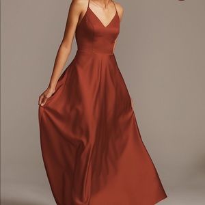 David’s bridal satin bridesmaid dress